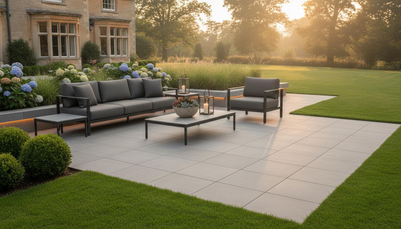 Beautiful porcelain patio installation in Amersham garden